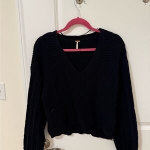 Free People Black V-Neck Sweater